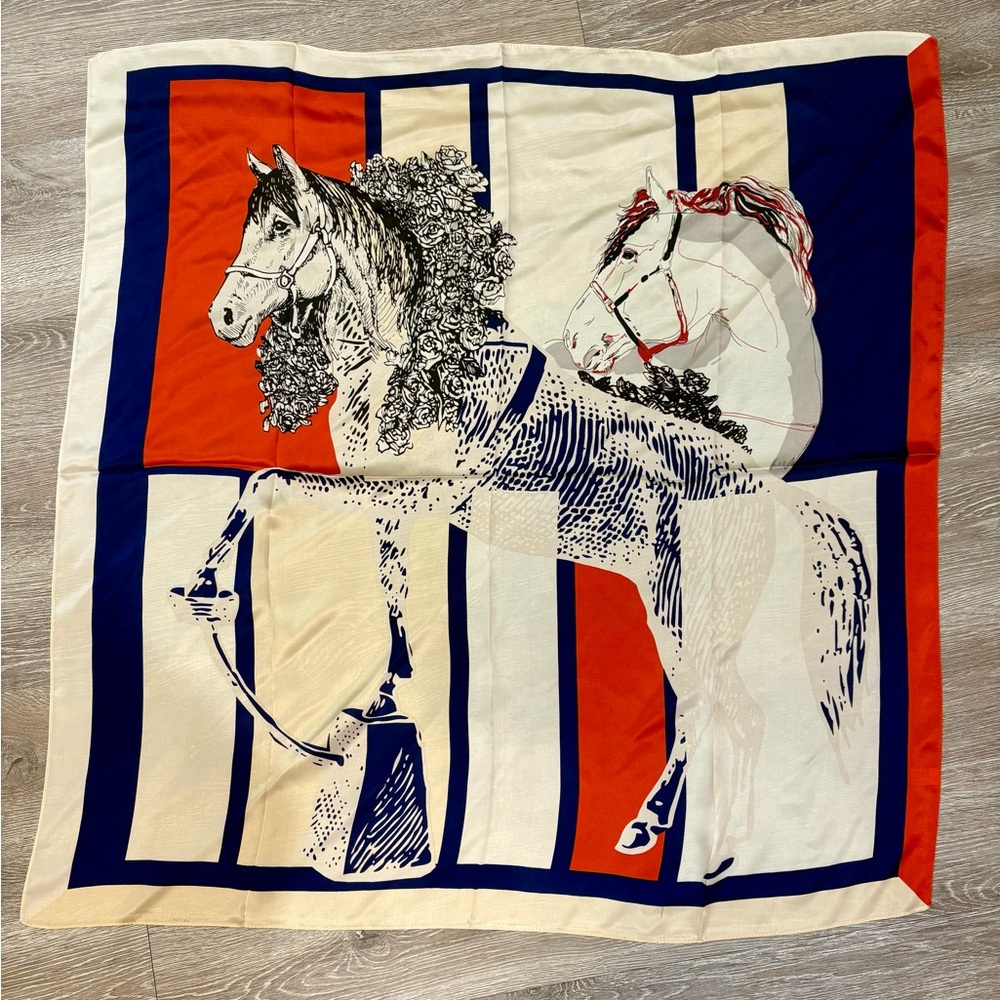Equestrian Print Silk Scarf